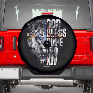 God Bless Pope Leo XIV Spare Tire Cover Lion American Flag TS11 Black Print Your Wear
