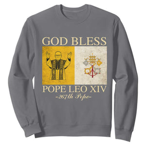 God Bless Pope Leo XIV Sweatshirt 267th Pope Vatican Flag TS02 Charcoal Print Your Wear
