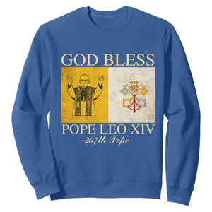 God Bless Pope Leo XIV Sweatshirt 267th Pope Vatican Flag TS02 Royal Blue Print Your Wear