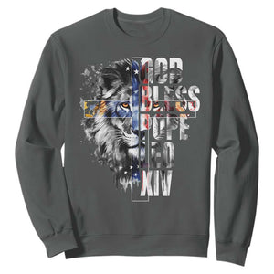 God Bless Pope Leo XIV Sweatshirt Lion American Flag TS11 Dark Heather Print Your Wear