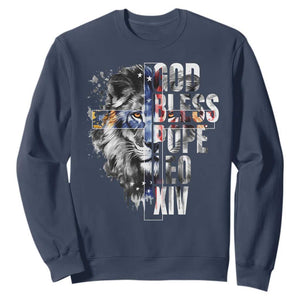 God Bless Pope Leo XIV Sweatshirt Lion American Flag TS11 Navy Print Your Wear