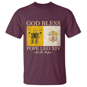 God Bless Pope Leo XIV T Shirt 267th Pope Vatican Flag TS02 Maroon Print Your Wear