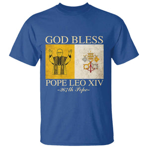 God Bless Pope Leo XIV T Shirt 267th Pope Vatican Flag TS02 Royal Blue Print Your Wear