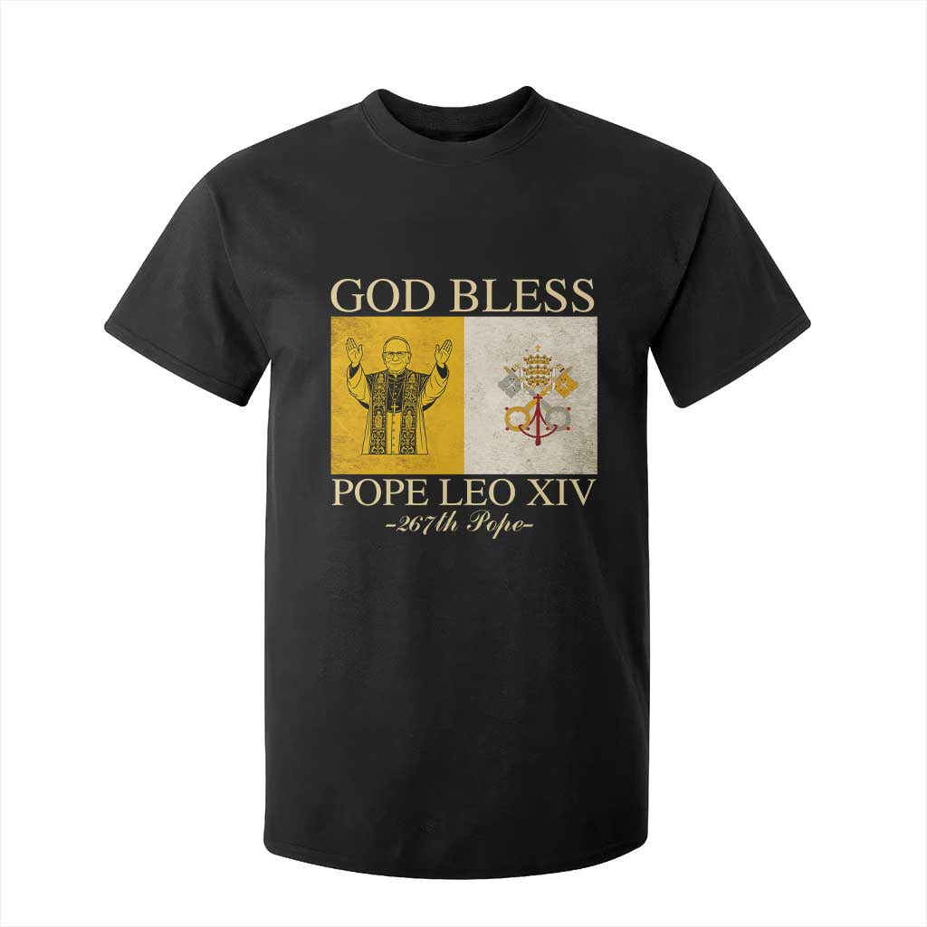 God Bless Pope Leo XIV T Shirt For Kid 267th Pope Vatican Flag TS02 Black Print Your Wear
