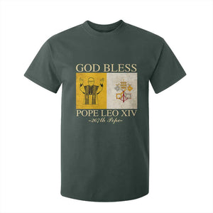 God Bless Pope Leo XIV T Shirt For Kid 267th Pope Vatican Flag TS02 Dark Forest Green Print Your Wear
