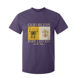 God Bless Pope Leo XIV T Shirt For Kid 267th Pope Vatican Flag TS02 Purple Print Your Wear