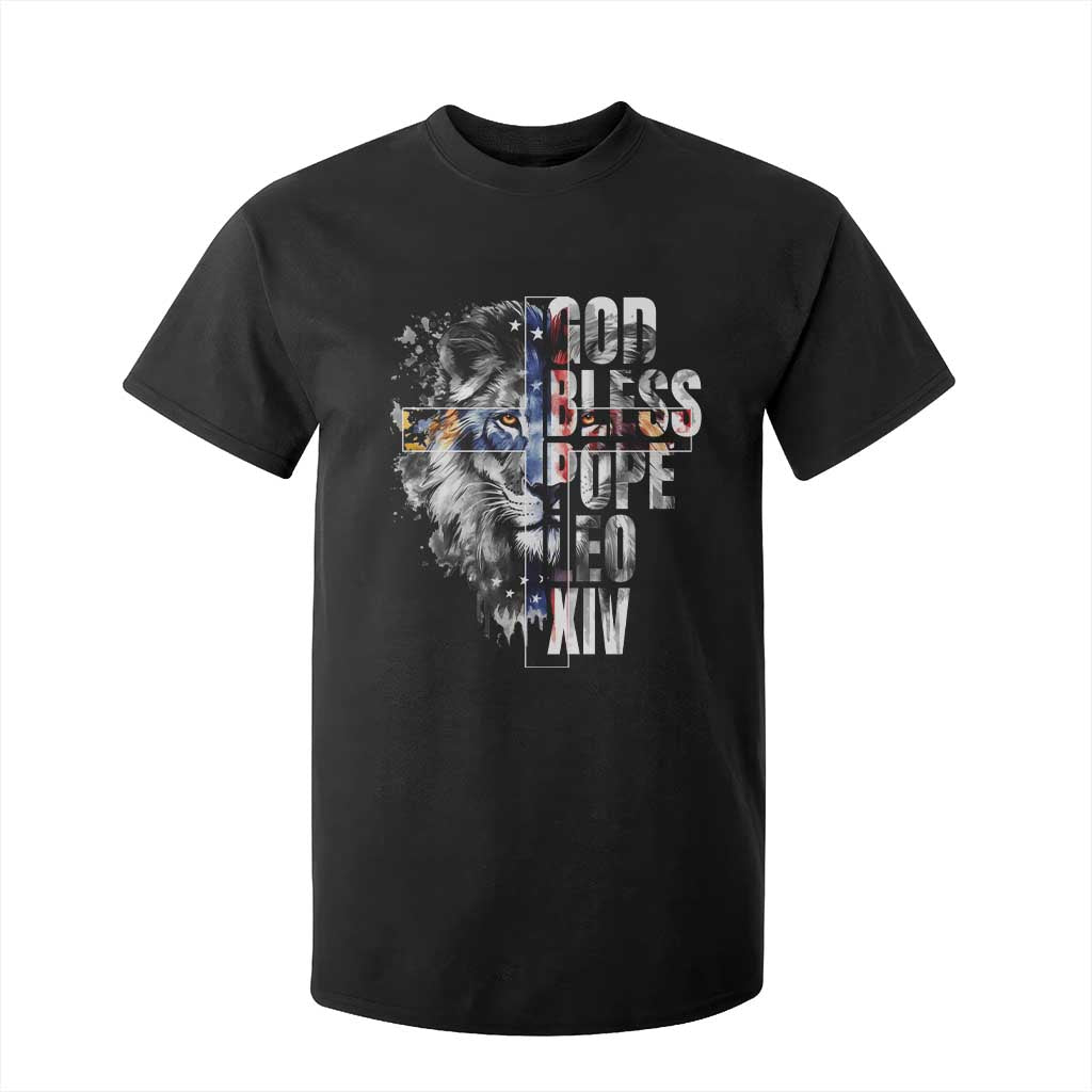 God Bless Pope Leo XIV T Shirt For Kid Lion American Flag TS11 Black Print Your Wear