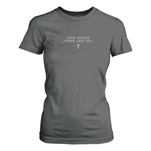 God Bless Pope Leo XIV T Shirt For Women Cross Subtle Minimal Religious Faith TS10 Dark Heather Print Your Wear