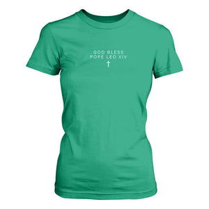 God Bless Pope Leo XIV T Shirt For Women Cross Subtle Minimal Religious Faith TS10 Irish Green Print Your Wear