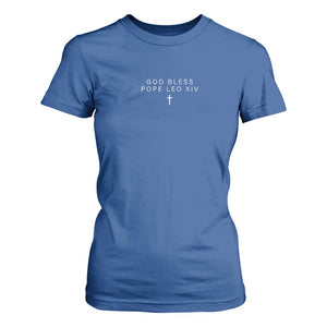 God Bless Pope Leo XIV T Shirt For Women Cross Subtle Minimal Religious Faith TS10 Royal Blue Print Your Wear