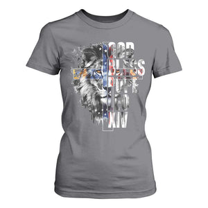 God Bless Pope Leo XIV T Shirt For Women Lion American Flag TS11 Charcoal Print Your Wear