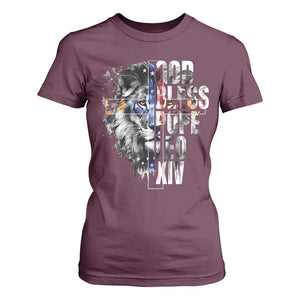 God Bless Pope Leo XIV T Shirt For Women Lion American Flag TS11 Maroon Print Your Wear