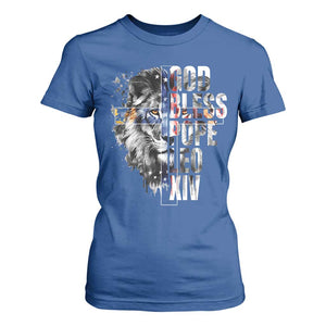 God Bless Pope Leo XIV T Shirt For Women Lion American Flag TS11 Royal Blue Print Your Wear