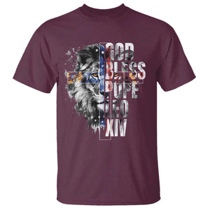 God Bless Pope Leo XIV T Shirt Lion American Flag TS11 Maroon Print Your Wear