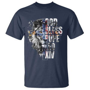 God Bless Pope Leo XIV T Shirt Lion American Flag TS11 Navy Print Your Wear