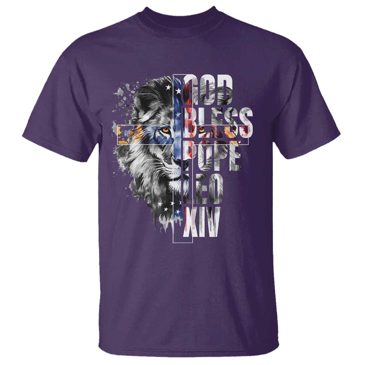 God Bless Pope Leo XIV T Shirt Lion American Flag TS11 Purple Print Your Wear