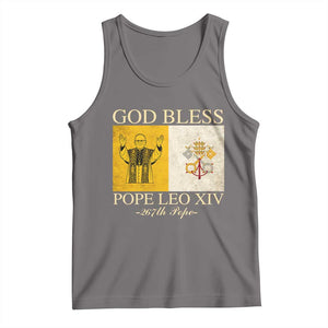 God Bless Pope Leo XIV Tank Top 267th Pope Vatican Flag TS02 Deep Heather Print Your Wear