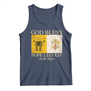 God Bless Pope Leo XIV Tank Top 267th Pope Vatican Flag TS02 Navy Print Your Wear