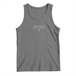 God Bless Pope Leo XIV Tank Top Cross Subtle Minimal Religious Faith TS10 Black Heather Print Your Wear