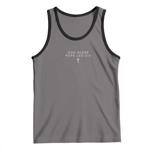 God Bless Pope Leo XIV Tank Top Cross Subtle Minimal Religious Faith TS10 Deep Heather Black Print Your Wear