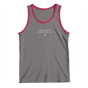 God Bless Pope Leo XIV Tank Top Cross Subtle Minimal Religious Faith TS10 Deep Heather Red Print Your Wear