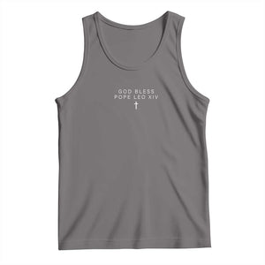 God Bless Pope Leo XIV Tank Top Cross Subtle Minimal Religious Faith TS10 Deep Heather Print Your Wear