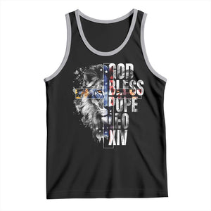 God Bless Pope Leo XIV Tank Top Lion American Flag TS11 Black Athletic Heather Print Your Wear