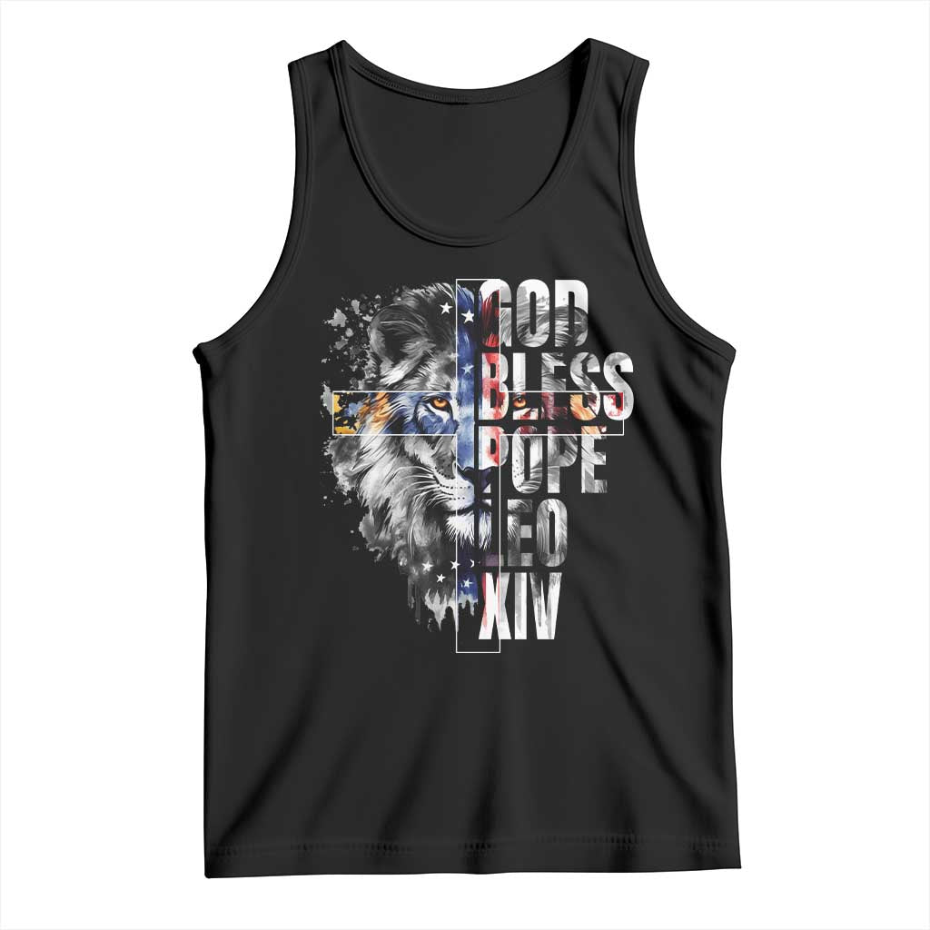 God Bless Pope Leo XIV Tank Top Lion American Flag TS11 Black Print Your Wear