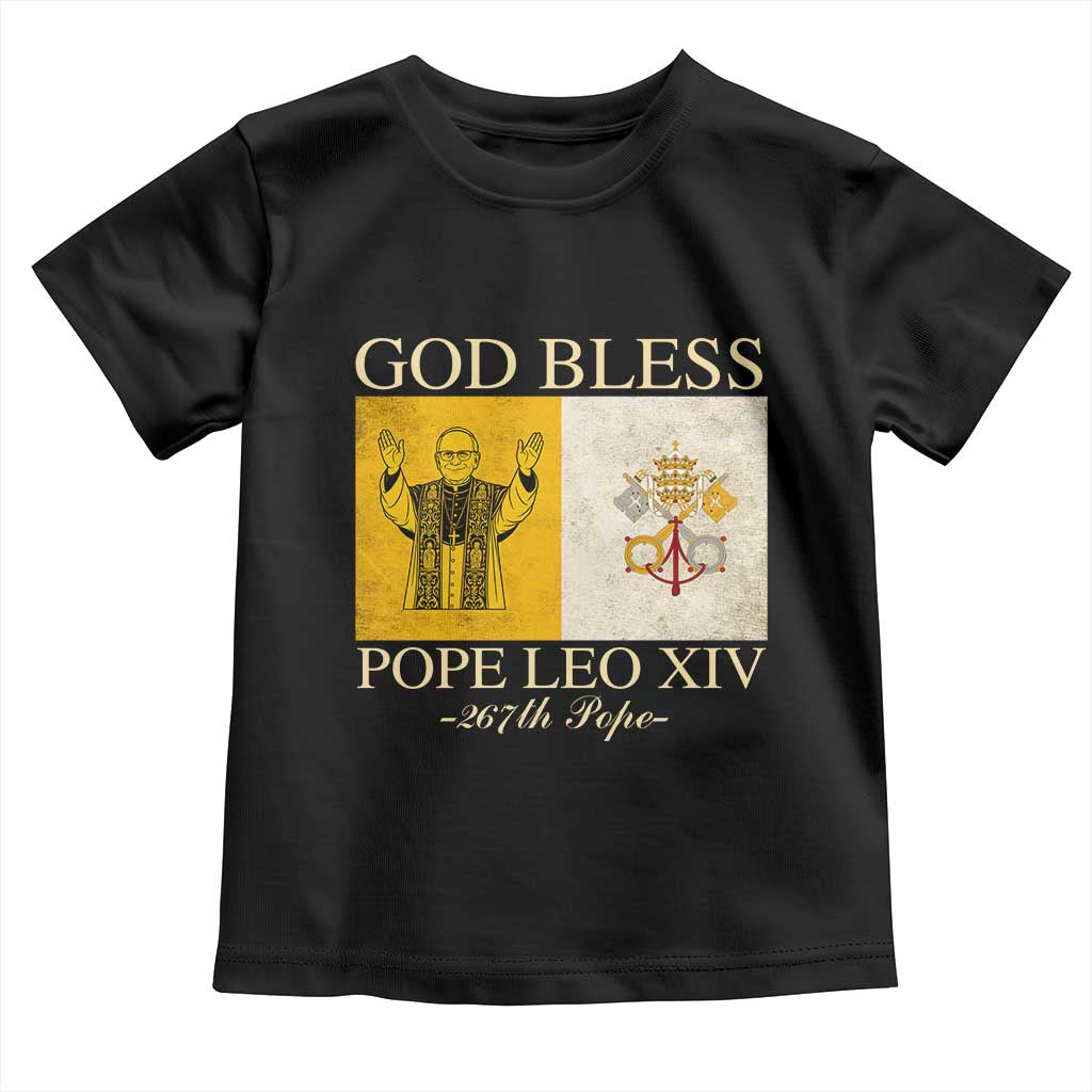 God Bless Pope Leo XIV Toddler T Shirt 267th Pope Vatican Flag TS02 Black Print Your Wear