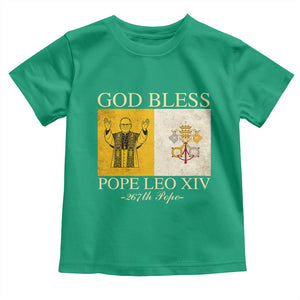 God Bless Pope Leo XIV Toddler T Shirt 267th Pope Vatican Flag TS02 Irish Green Print Your Wear
