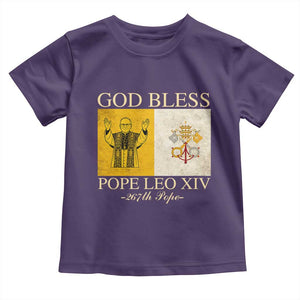 God Bless Pope Leo XIV Toddler T Shirt 267th Pope Vatican Flag TS02 Purple Print Your Wear