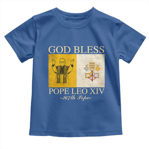 God Bless Pope Leo XIV Toddler T Shirt 267th Pope Vatican Flag TS02 Royal Blue Print Your Wear