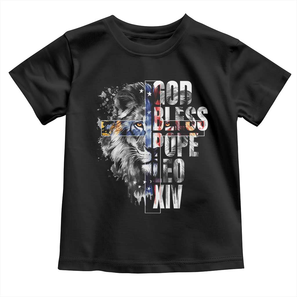 God Bless Pope Leo XIV Toddler T Shirt Lion American Flag TS11 Black Print Your Wear