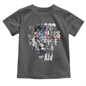 God Bless Pope Leo XIV Toddler T Shirt Lion American Flag TS11 Dark Heather Print Your Wear