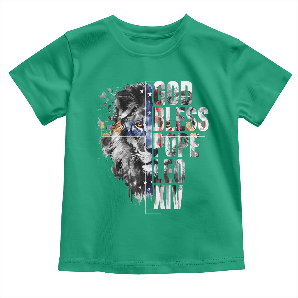 God Bless Pope Leo XIV Toddler T Shirt Lion American Flag TS11 Irish Green Print Your Wear