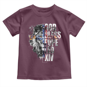 God Bless Pope Leo XIV Toddler T Shirt Lion American Flag TS11 Maroon Print Your Wear