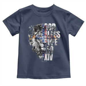 God Bless Pope Leo XIV Toddler T Shirt Lion American Flag TS11 Navy Print Your Wear