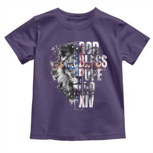 God Bless Pope Leo XIV Toddler T Shirt Lion American Flag TS11 Purple Print Your Wear