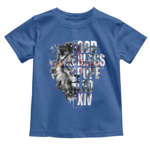 God Bless Pope Leo XIV Toddler T Shirt Lion American Flag TS11 Royal Blue Print Your Wear