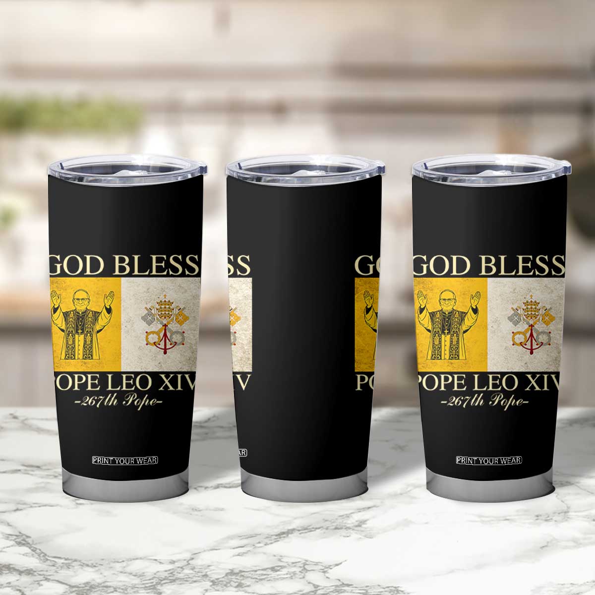 God Bless Pope Leo XIV Tumbler Cup 267th Pope Vatican Flag TS02 Print Your Wear