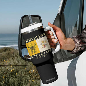 God Bless Pope Leo XIV Tumbler With Handle 267th Pope Vatican Flag TS02 Print Your Wear