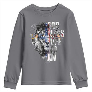 God Bless Pope Leo XIV Youth Sweatshirt Lion American Flag TS11 Charcoal Print Your Wear