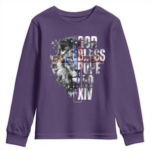 God Bless Pope Leo XIV Youth Sweatshirt Lion American Flag TS11 Purple Print Your Wear