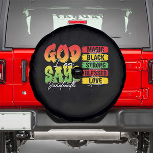 God Says I Am Spare Tire Cover Juneteenth Faith Black Excellence Affirmation Pan-African Colors TS02 Black Print Your Wear