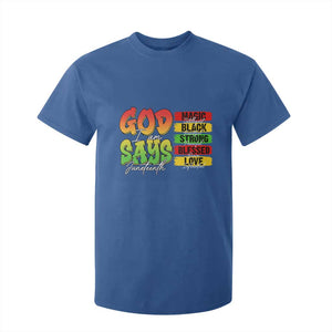 God Says I Am T Shirt For Kid Juneteenth Faith Black Excellence Affirmation Pan-African Colors TS02 Royal Blue Print Your Wear