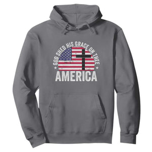 God Shed His Grace On Thee Hoodie Vintage Patriotic Christian USA Flag Cross TS10 Charcoal Print Your Wear
