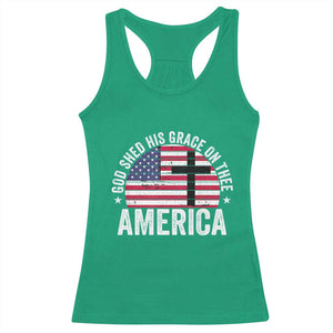 God Shed His Grace On Thee Racerback Tank Top Vintage Patriotic Christian USA Flag Cross TS10 Irish Green Print Your Wear
