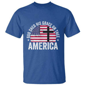 God Shed His Grace On Thee T Shirt Vintage Patriotic Christian USA Flag Cross TS10 Royal Blue Print Your Wear