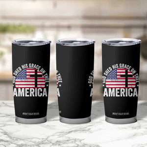 God Shed His Grace On Thee Tumbler Cup Vintage Patriotic Christian USA Flag Cross TS10 Print Your Wear