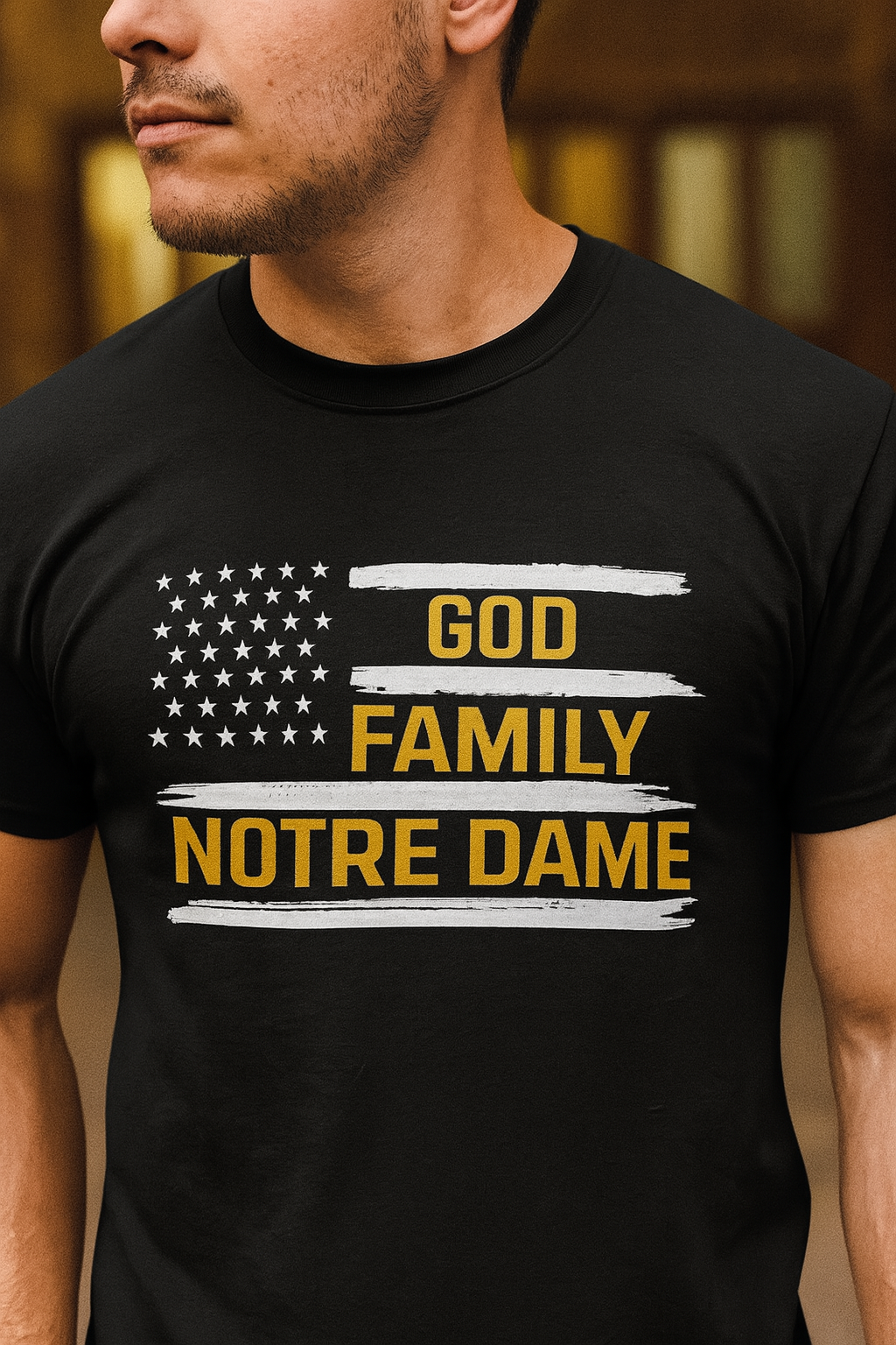 God Family Notre Dame T Shirt Indiana Fighting Irish Patriotic American Flag TS02 Print Your Wear